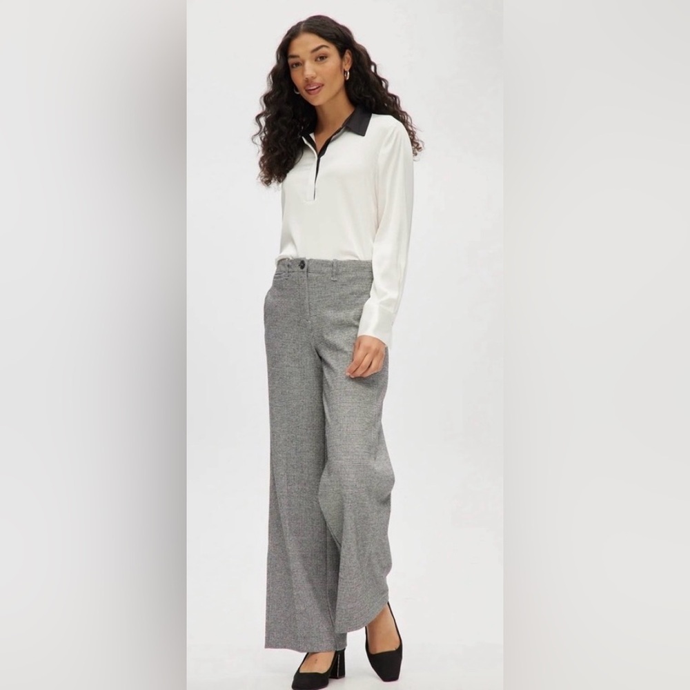 Hilary Radley Black/cream Wide Leg Pants NWT